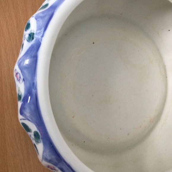 Vintage Chinese porcelain big bowl indoor planter hand painted floral 23cm long - Picture 5 of 9